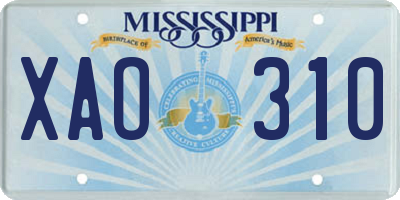 MS license plate XAO310