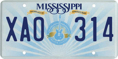 MS license plate XAO314