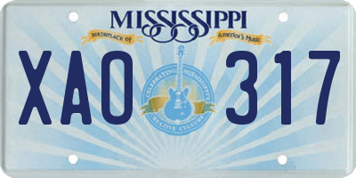 MS license plate XAO317