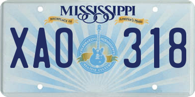 MS license plate XAO318