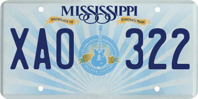 MS license plate XAO322