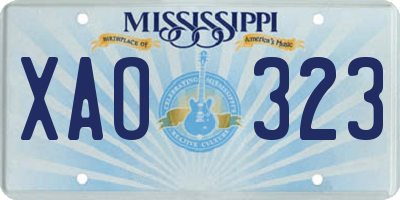 MS license plate XAO323