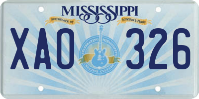 MS license plate XAO326