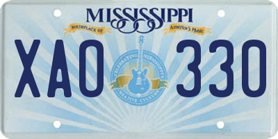 MS license plate XAO330