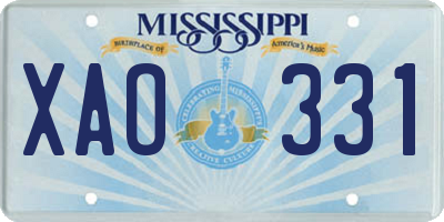 MS license plate XAO331