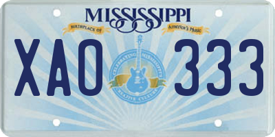 MS license plate XAO333