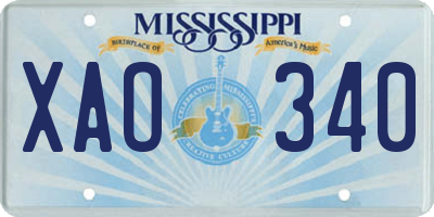 MS license plate XAO340