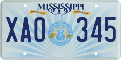 MS license plate XAO345