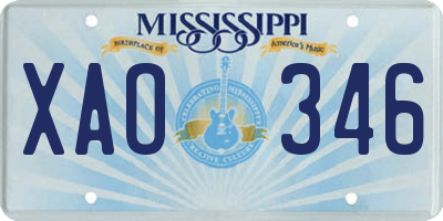 MS license plate XAO346