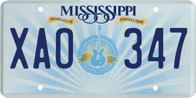 MS license plate XAO347