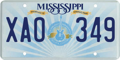 MS license plate XAO349