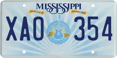 MS license plate XAO354