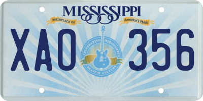 MS license plate XAO356