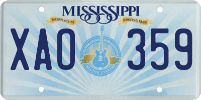 MS license plate XAO359