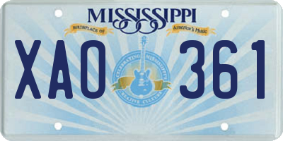 MS license plate XAO361