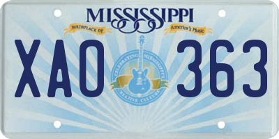 MS license plate XAO363