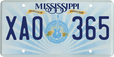 MS license plate XAO365