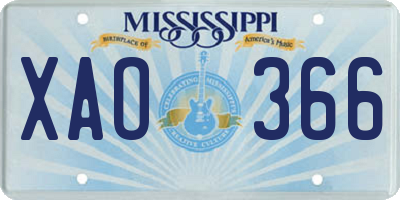 MS license plate XAO366
