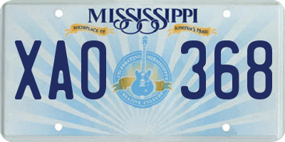 MS license plate XAO368