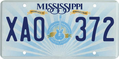 MS license plate XAO372