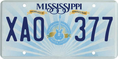 MS license plate XAO377