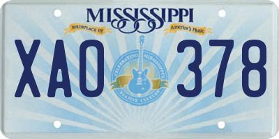 MS license plate XAO378