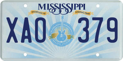 MS license plate XAO379