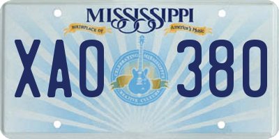 MS license plate XAO380