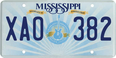 MS license plate XAO382
