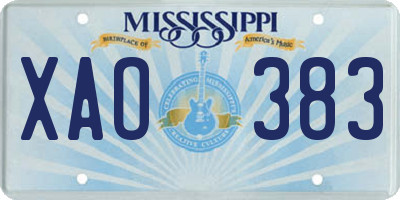 MS license plate XAO383