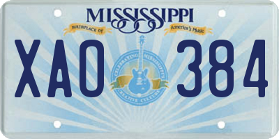 MS license plate XAO384