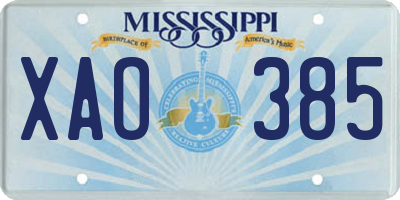 MS license plate XAO385