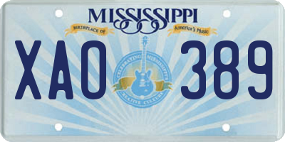 MS license plate XAO389