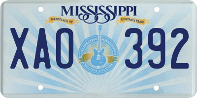 MS license plate XAO392