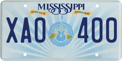 MS license plate XAO400