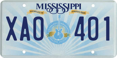 MS license plate XAO401