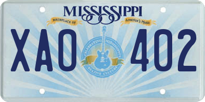MS license plate XAO402