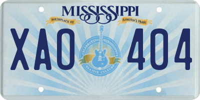 MS license plate XAO404