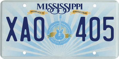 MS license plate XAO405