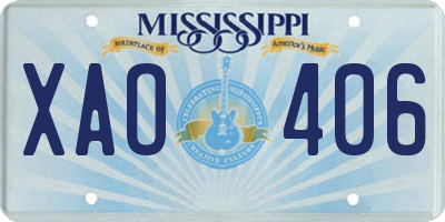 MS license plate XAO406