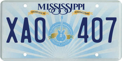 MS license plate XAO407
