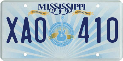MS license plate XAO410