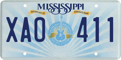 MS license plate XAO411