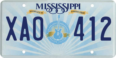 MS license plate XAO412