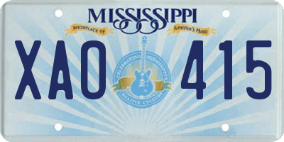 MS license plate XAO415