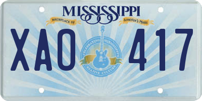 MS license plate XAO417