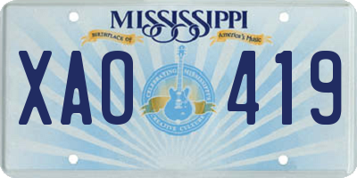 MS license plate XAO419