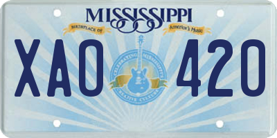 MS license plate XAO420