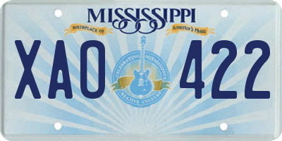 MS license plate XAO422