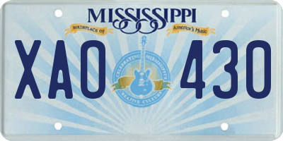 MS license plate XAO430
